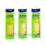 Корейские перчатки из натурального латекса для работы с продуктами бежевые Inaus 1 пара