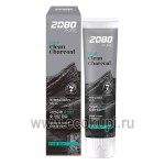 Корейская зубная паста отбеливающая уголь и мята Kerasys Dental Clinic 2080 Pure Black Clean Charcoal Fresh Mint 120 гр