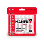 Японские ватные палочки белые с бумажным стиком Maneki Red 100 шт в zip-пакете