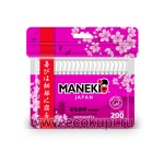 Японские ватные палочки белые с бумажным стиком Maneki Sakura 200 шт в zip-пакете