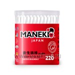 Японские ватные палочки белые с бумажным стиком Maneki Red 220 шт в пластиковом стакане