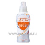 Японский кондиционер для белья с натуральным ароматом цветочного мыла LION Soflan Premium Deodorizer Zero 0 550 мл