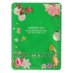 Корейская маска для лица тканевая восстановительная зеленый чай Eyenlip Green Tea Moisture Essence Mask 25 мл