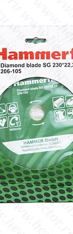 Диск алмазный Hammerflex DB TB 230*22мм турбо универсальный