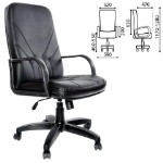Кресло офисное “Менеджер”, кожа, монолитный каркас, черное К-01