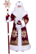 Костюм Деда Мороза "Золотая скань", бордовый, мод. № 9