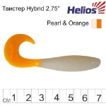 Твистер Helios Hybrid 2,75”/7,0 см, цвет Pearl &amp; Orange 7 шт HS-13-019