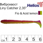 Виброхвост Helios Liny Catcher 2,35”/6 см, цвет Fio &amp; Acid lemon 12 шт HS-5-027