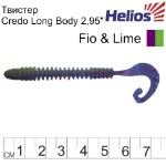 Твистер Helios Credo Long Body 2,95”/7,5 см, цвет Fio &amp; Lime 12 шт HS-9-014