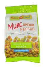 Микс орехов и бобов с гренками со вкусом васаби, (20 шт х 70 г)