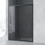 Душевая дверь в нишу AVS Стилл 120 см профиль черный матовый, стекло черное