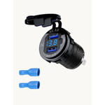 Автомобильное зарядное устройство Radiance Sky RADIANCE SKY, 2 разъема, с вольтметром, цвет синий