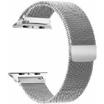 Миланский металлический ремешок для умных смарт часов Apple Watch series 1-7 и Эпл Вотч SE 42-45 mm (milanese loop) / Ремешок миланская петля на магнитной застежке для часов Эппл, Серебрянный