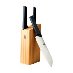 Xiaomi (Mi) Набор стальных ножей (3 ножа + деревянная подставка из сосны)  HuoHou 4-Piece Kitchen Knife Set Lite (HU0059 Black RUS) РУССКАЯ ВЕРСИЯ!!!, черный HU0059 Black RUS