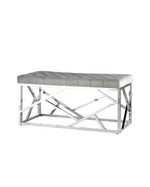 Банкетка-скамейка АРТ ДЕКО велюр серый сталь серебро