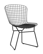 Стул обеденный Bertoia черный с черной подушкой
