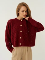 Кардиган укороченный на пуговицах ажурный