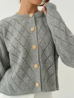 Кардиган укороченный на пуговицах ажурный