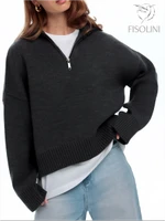 Свитер с воротником-стойкой на молнии