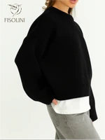 Свитер вязаный удлиненный оверсайз без выреза