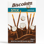 Biscolata Stix кокос 32 г — палочки в молочном шоколаде