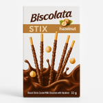 Biscolata STIX Hazelnut 32 г — палочки в молочном шоколаде с фундуком (Şölen, Турция)