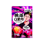 Жевательный мармелад кислый и освежающий Q Fruit pulp. Кислотный взрыв (мальчик), со вкусом винограда, 24гр., (20шт./уп.; 12уп./кор.)