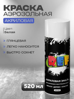 Акриловая краска аэрозольная 520 мл БЕЛЫЙ ГЛЯНЦЕВЫЙ быстросохнущая REF для декора мебели дерева металла стен