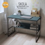 Стол письменный SKOLA loft, голубой, компьютерный, офисный, парта для школьника, 110х55х76.5 см, ГРОСТАТ