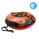 Санки-ватрушка (тюбинг) ГОНОЧНАЯ МАШИНА на молнии D-1,1м (верх БАНЕР Рис+низ ТЕНТ 550 гр/кв.м, усилен. камера) ДО 95кг, ИНДИВИД КОРОБКА[5⁄180] СобПр