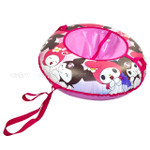 Санки-ватрушка (тюбинг) СКОЛЬЗЯШИ КУРОМИ на молнии D-1,1м С РИС (верхБАНЕР+низТЕНТПВХ 550 гр/кв.м, усилен камера) ДО 95 кг [1] МПС СобПр