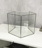 Напольное кашпо из стекла Призма с автополивом серебрити