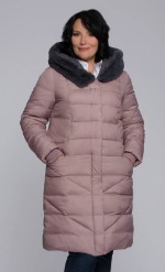 Пальто “Делия” (48, серо-розовый, 170-96-104, 100% нейлон)