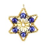 Новогоднее украшение из стеклянных бусин «Звезда сине-золотая»