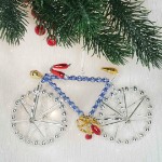 Новогоднее украшение из стеклянных бусин «Велосипед 1»