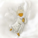 Новогодняя игрушка «Ангел» серебро