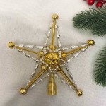 Новогоднее украшение из стеклянных бусин «Звезда золотая» верхушка