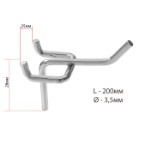 Крючок одинарный для металлической перфорированной панели, d=3,5 мм, L=20 см, цвет хром