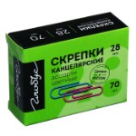 Скрепки канцелярские GLOBUS, 70 шт., 28 мм, цветные, микс