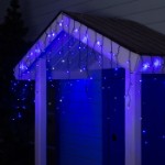 Гирлянда «Бахрома» 3 × 0.6 м, IP44, УМС, тёмная нить, 160 LED, свечение синее, мерцание белым, 220 В