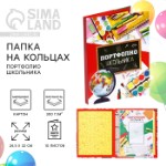 Папка школьная на кольцах «Портфолио школьника», 10 листов-разделителей, 24,5 х 32 см.