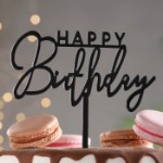 Топпер “Happy Birthday”, черный глянец, Дарим Красиво