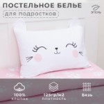 Постельное бельё Этель 1,5 сп “Pink cat” 143х215 см, 150х214 см, 50х70 см -1 шт, 100% хлопок, бязь