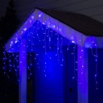 Гирлянда «Бахрома» 3 × 0.6 м, IP44, УМС, белая нить, 160 LED, свечение синее, 220 В