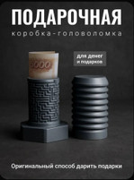 Подарочная коробка-головоломка «Болт» для денег и подарков (лабиринт, 3D-печать, серый)