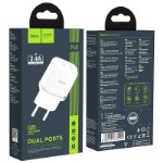 Сетевой адаптер hoco N4 Aspiring dual port charger (EU) - White