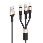 Кабель hoco X26 Xpress Lightning+Micro-USB+Type-C - Черно/Золотой