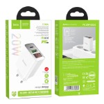 Зарядка Hoco C100A PD20W+QC3.0 charger with digital display(EU) - White