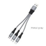 Кабель hoco X47 3-in-1 Harbor charging cable (Lightning+Micro+Type-C) - Metal Gray