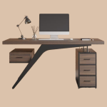 Письменный стол с диагональной опорой и тумбой